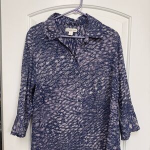 Coldwater Creek Navy and White Button Down Shirt